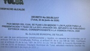 Contribuyentes de Tuluá tienen hasta el 30 de septiembre para declarar y pagar el impuesto de publicidad exterior